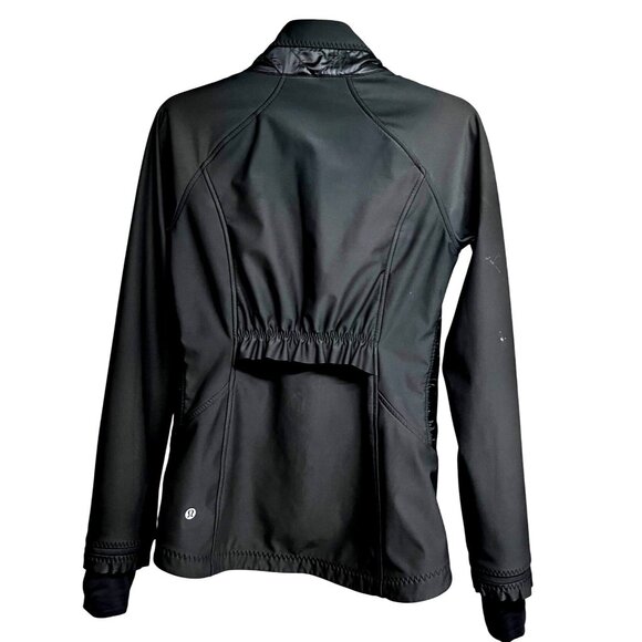 Lululemon Wind Runner Softshell Zip Up Black Athletic Jacket Pockets Sz 6 Logo - Picture 3 of 12